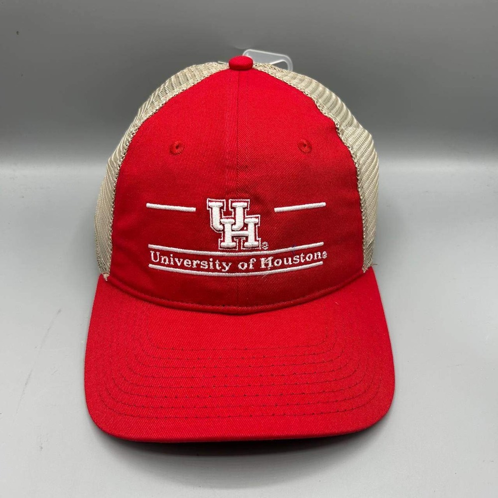 University of Houston Trucker Hat Men Red Tan The Game Snap Back Cap New